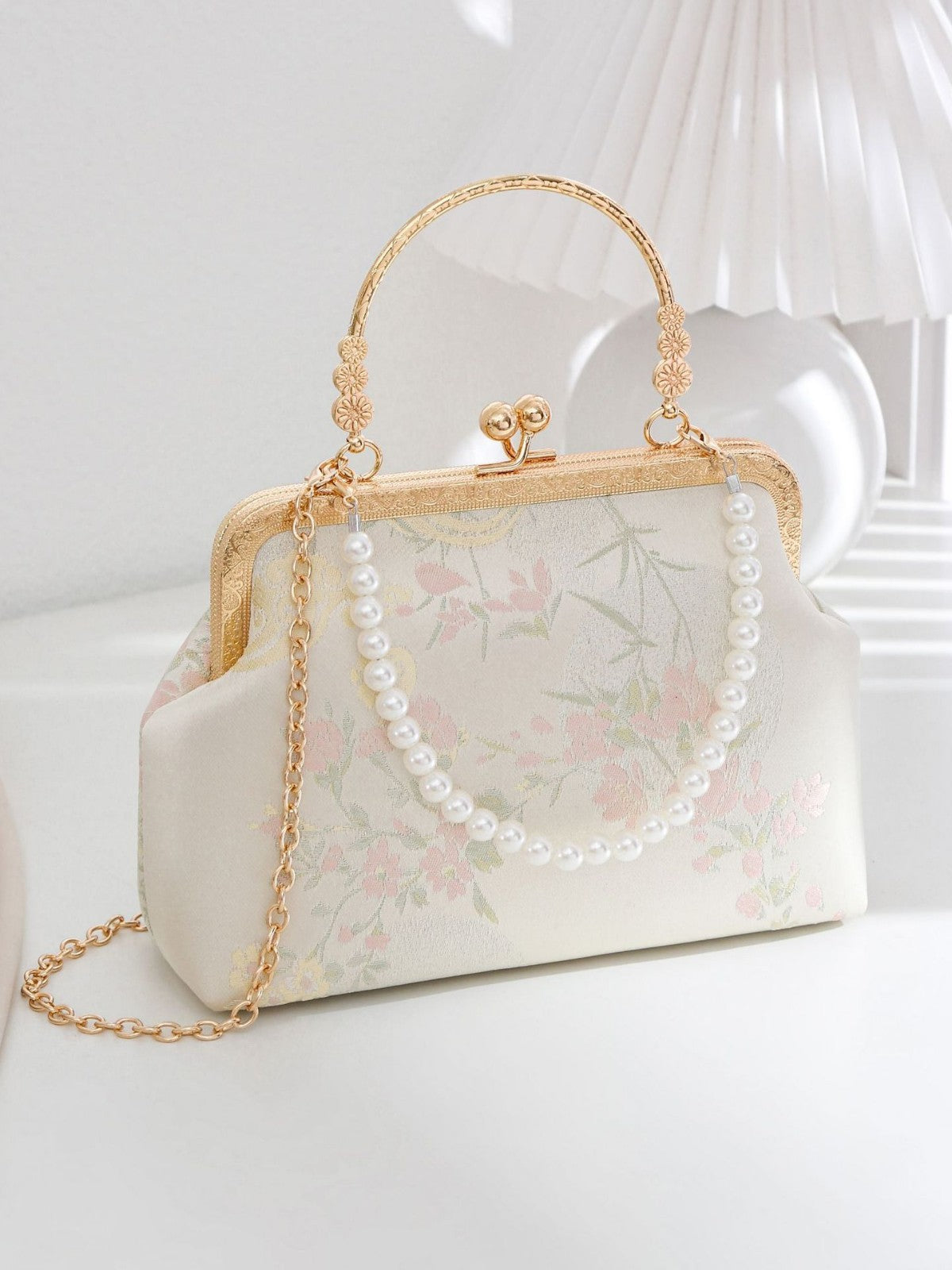 New Chinese style silk embroidery Hanfu bag, versatile for summer, crossbody chain dumpling bag, floral pattern handbag
