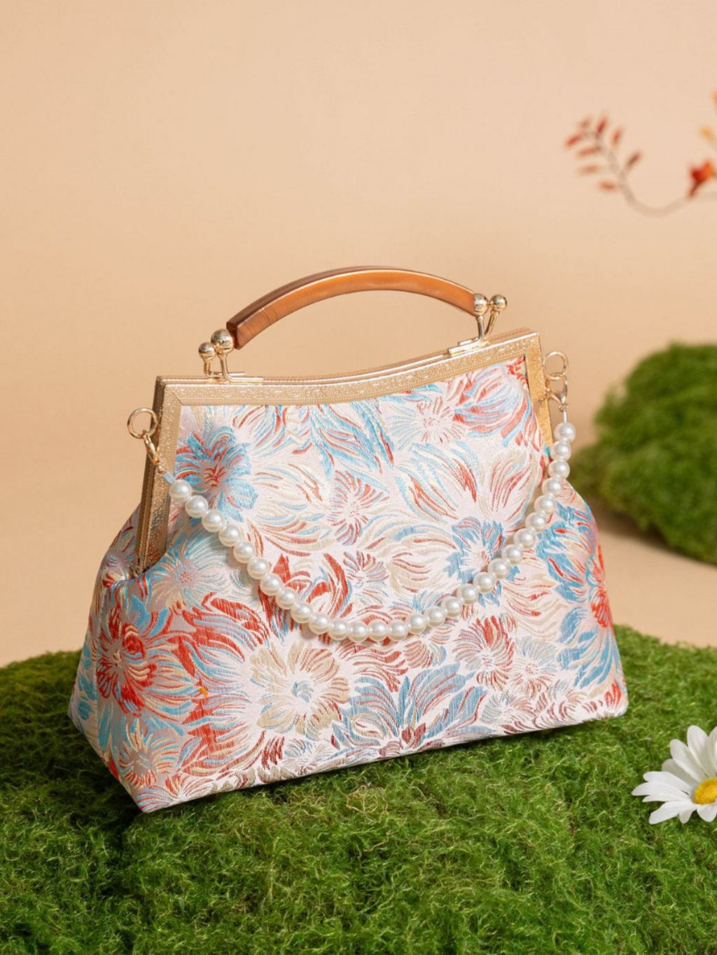 Handbag, finished product, Chinese style Song brocade and Chinese style cheongsam bag, retro Hanfu single shoulder crossbody bag, versatile chain small square bag