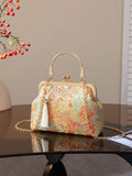 Handbag New Song Jin Bag Retro Flower Cheongsam Banquet Bag Women's Chinese Style Cross Shoulder Small Bag Chain Evening Bag