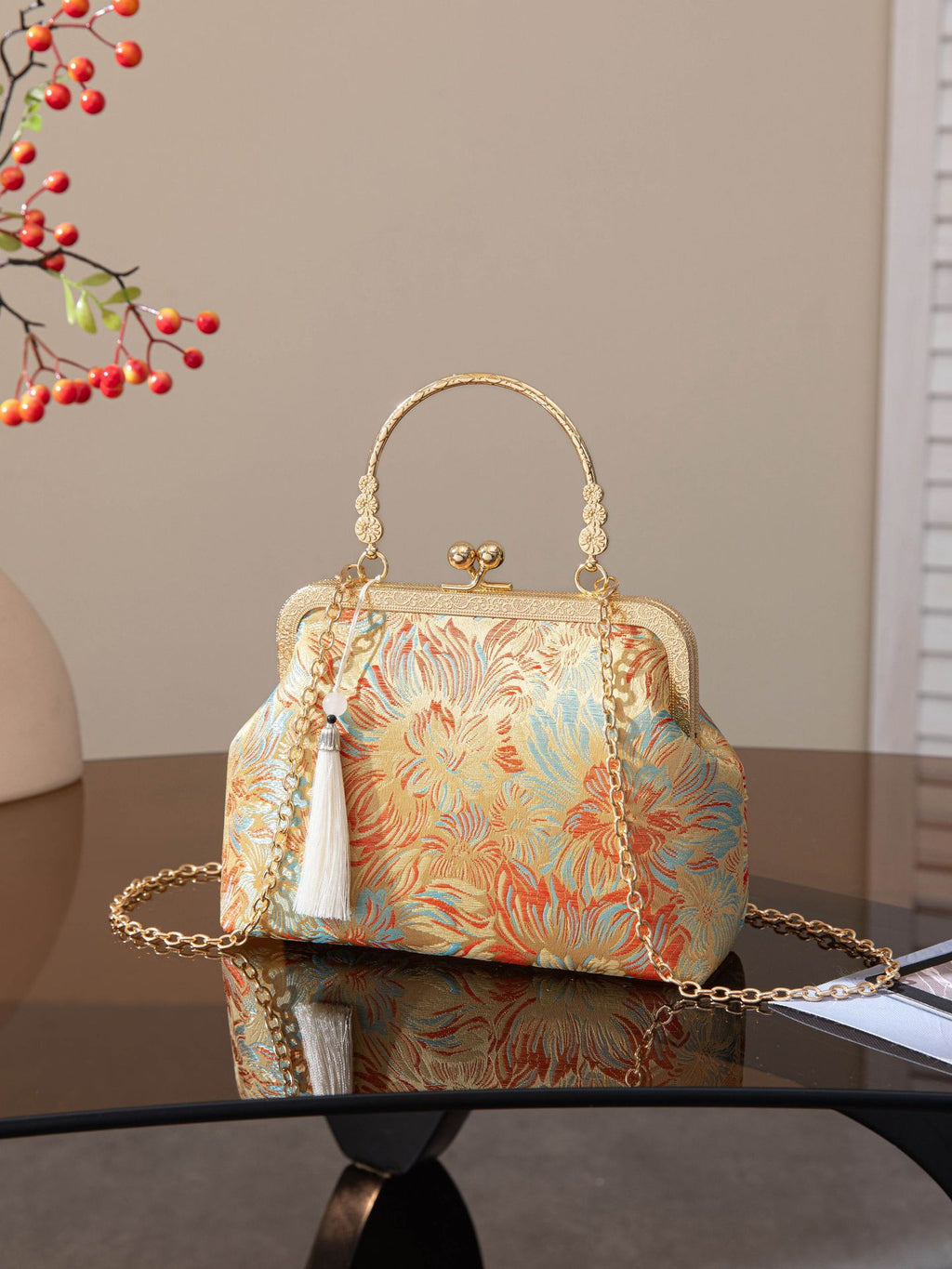 Chinese style finished products, Chinese style Song brocade, Chinese qipao bags, Hanfu single shoulder handbags, high aesthetic antique style mobile phone bags for women