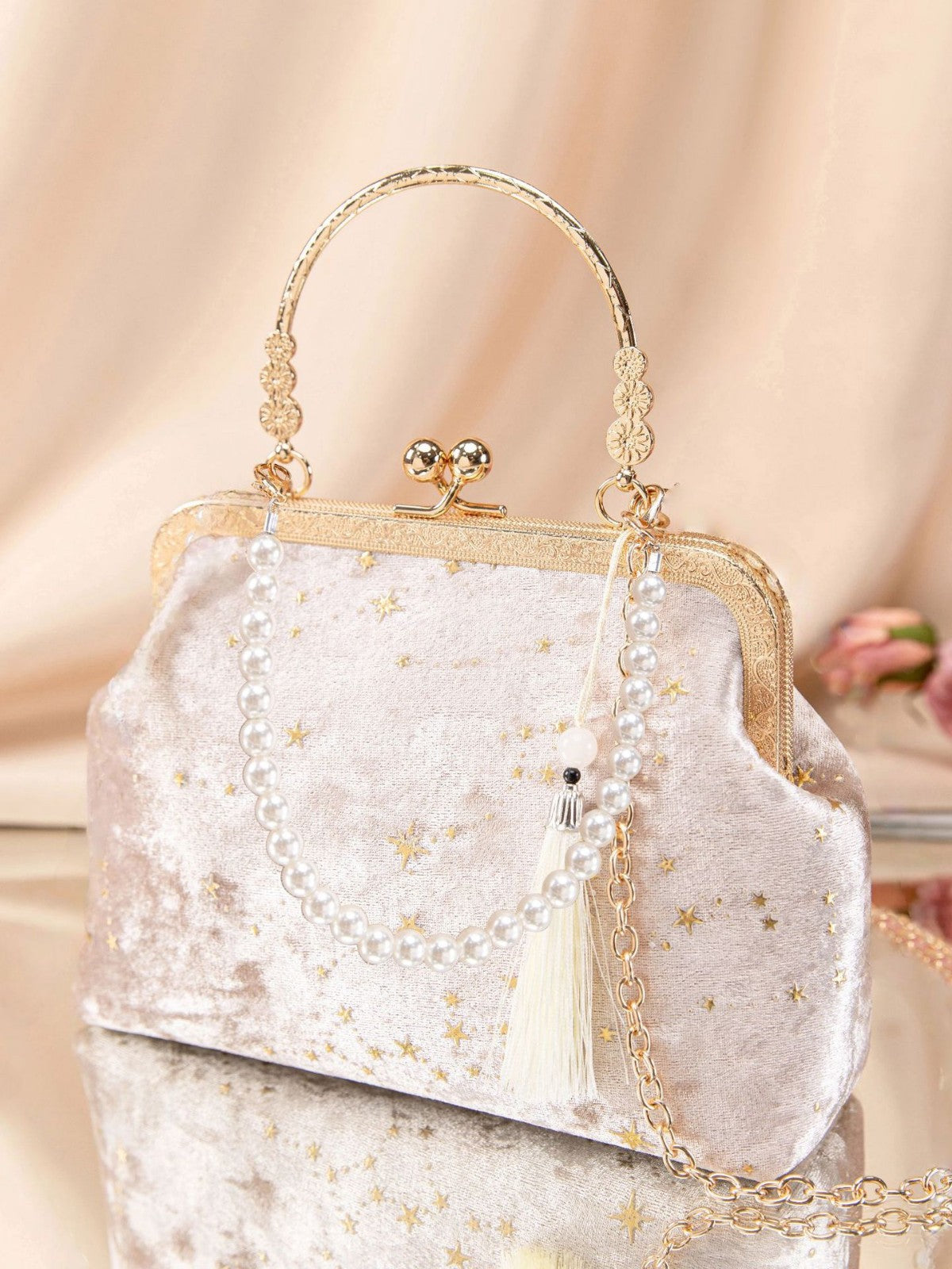 Bag for women, Chinese style banquet bag, starry texture mouth gold bag, versatile crossbody bag, women's single shoulder chain bag