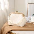 Women's 2025 pleated shell bag new women's bag crossbody bag mobile phone bag bead handbag mini mouth gold bag
