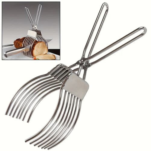 1pc Stainless Steel Meat Tongs - Heavy-Duty Multi-Functional BBQ Tongs for Grilling, Slicing, and Handling Meat, Ham