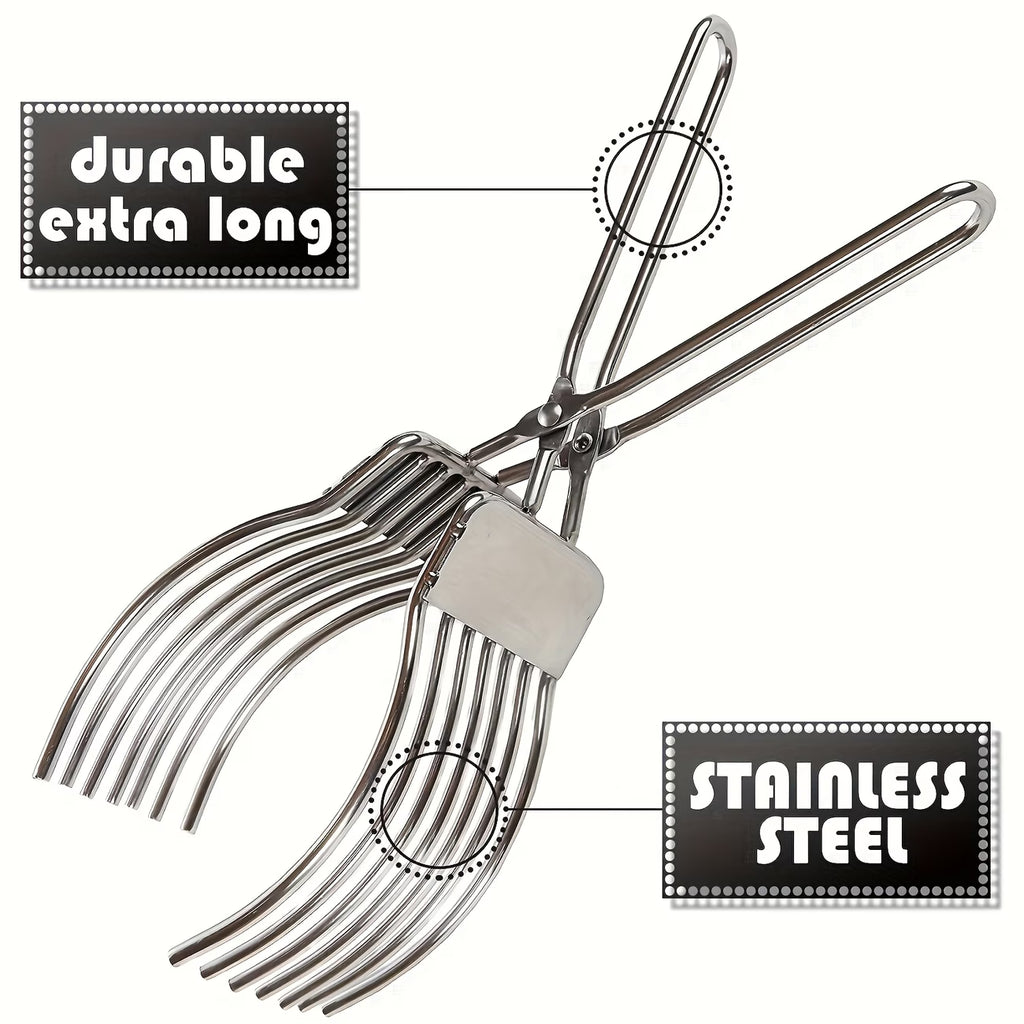 1pc Stainless Steel Meat Tongs - Heavy-Duty Multi-Functional BBQ Tongs for Grilling, Slicing, and Handling Meat, Ham